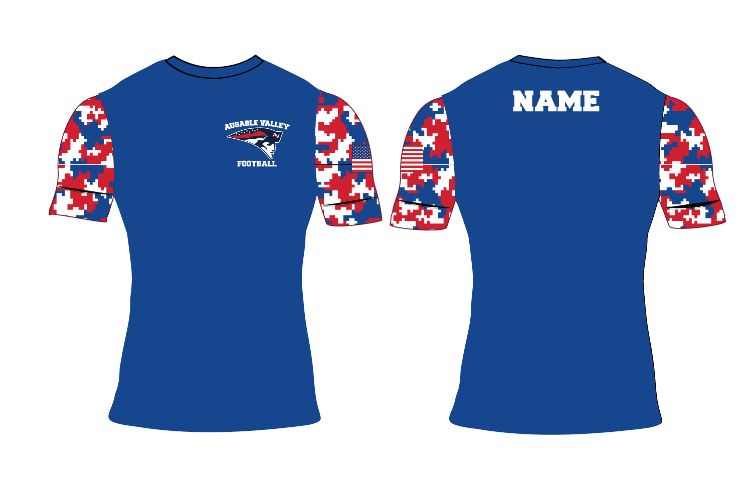 AuSable Patriots Football Sublimated Compression Shirt - Royal