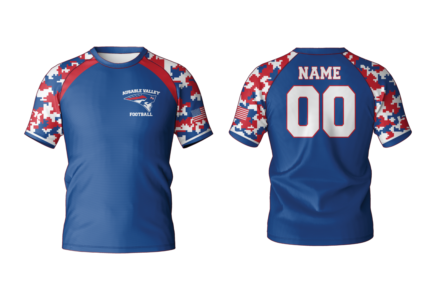 AuSable Patriots Football Sublimated Shirt - Royal