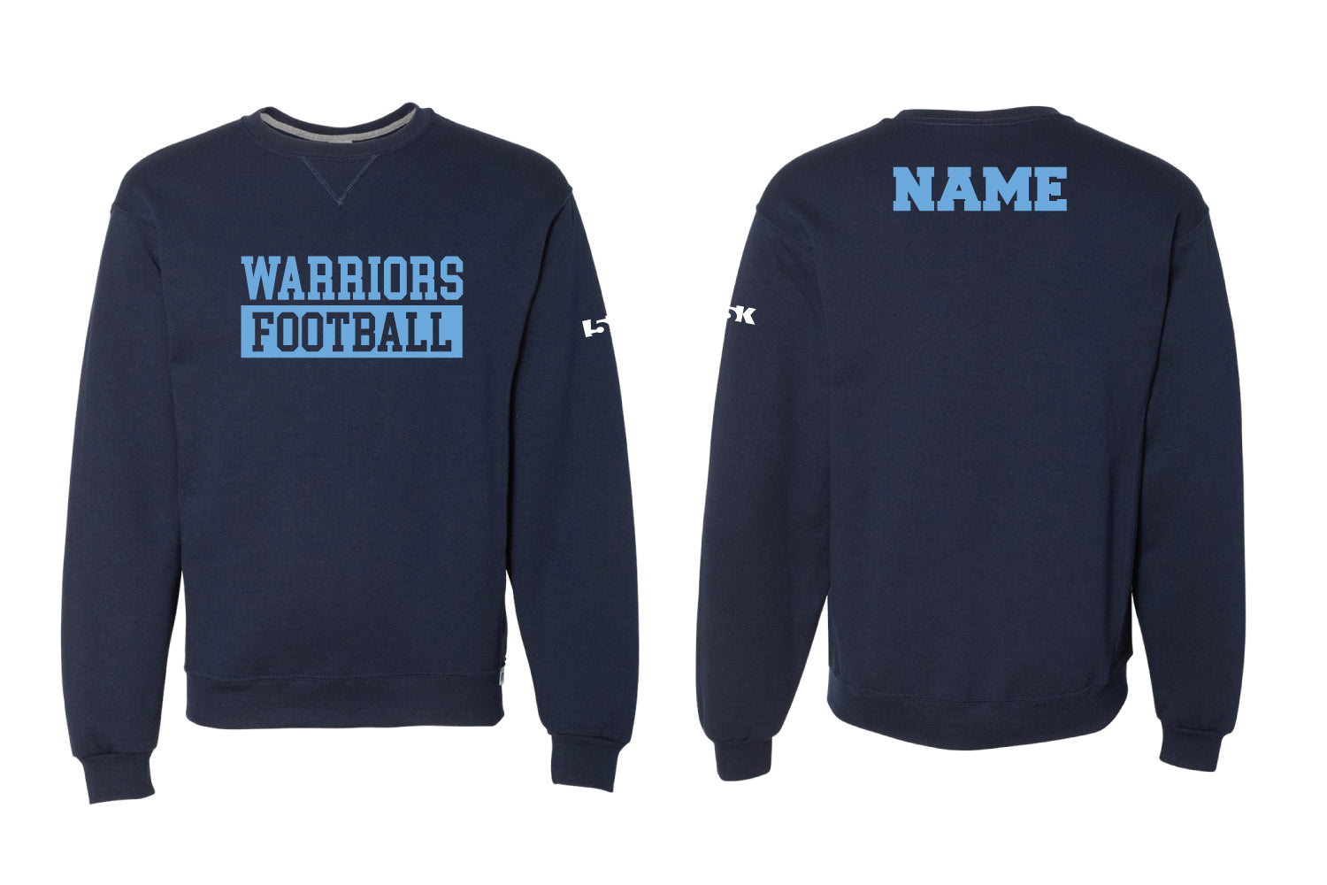 Waldwick Warriors Football Cotton Crewneck Sweatshirt - Navy