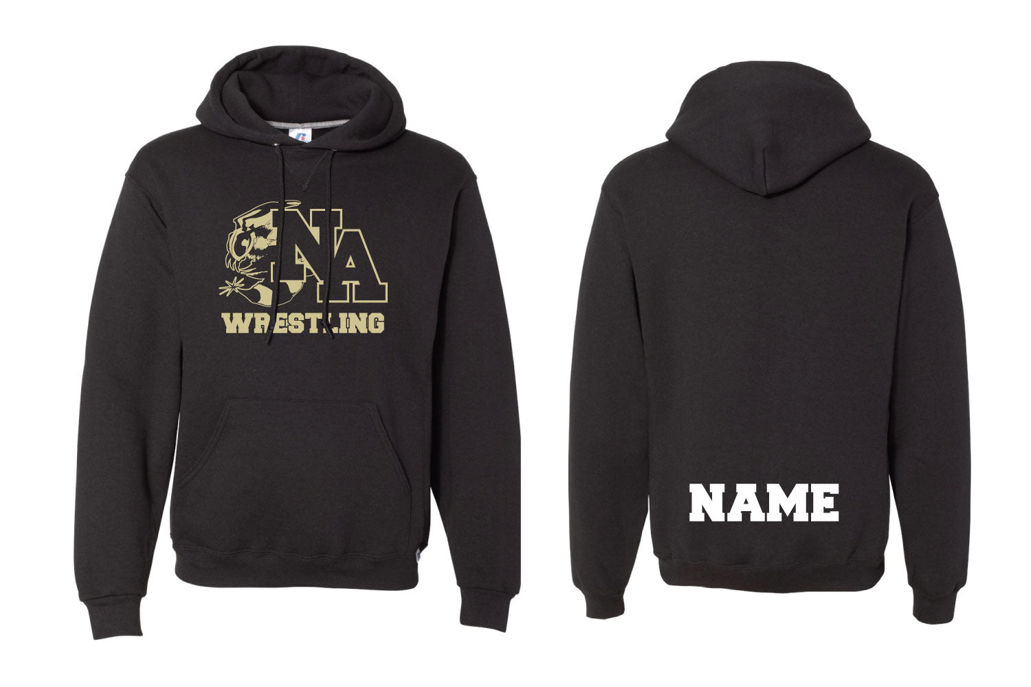 Yellow Jackets Wrestling Cotton Hoodie - Black