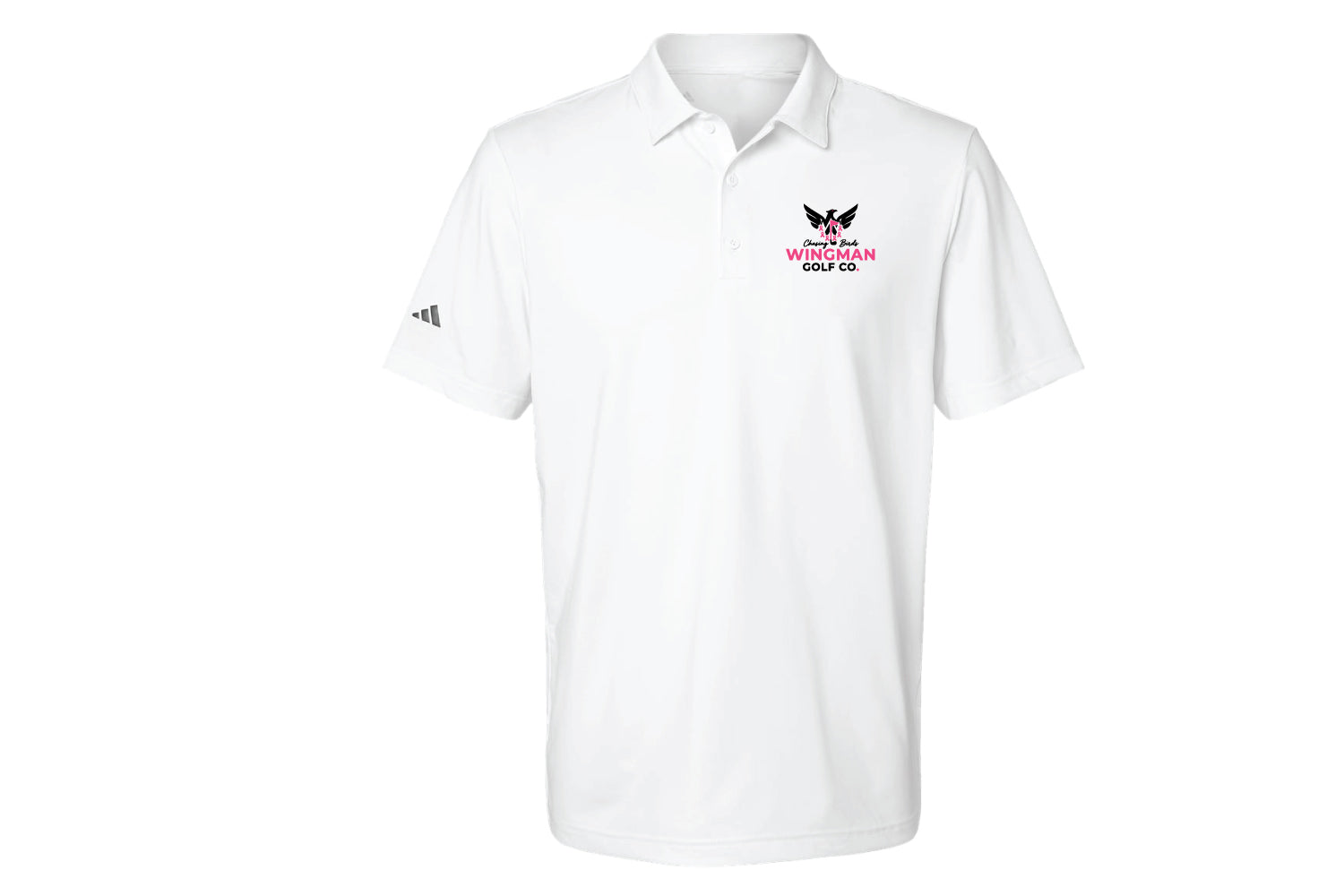 Chasing Birds Wingman Golf Adidas Polo - White (Breast Cancer Awareness)
