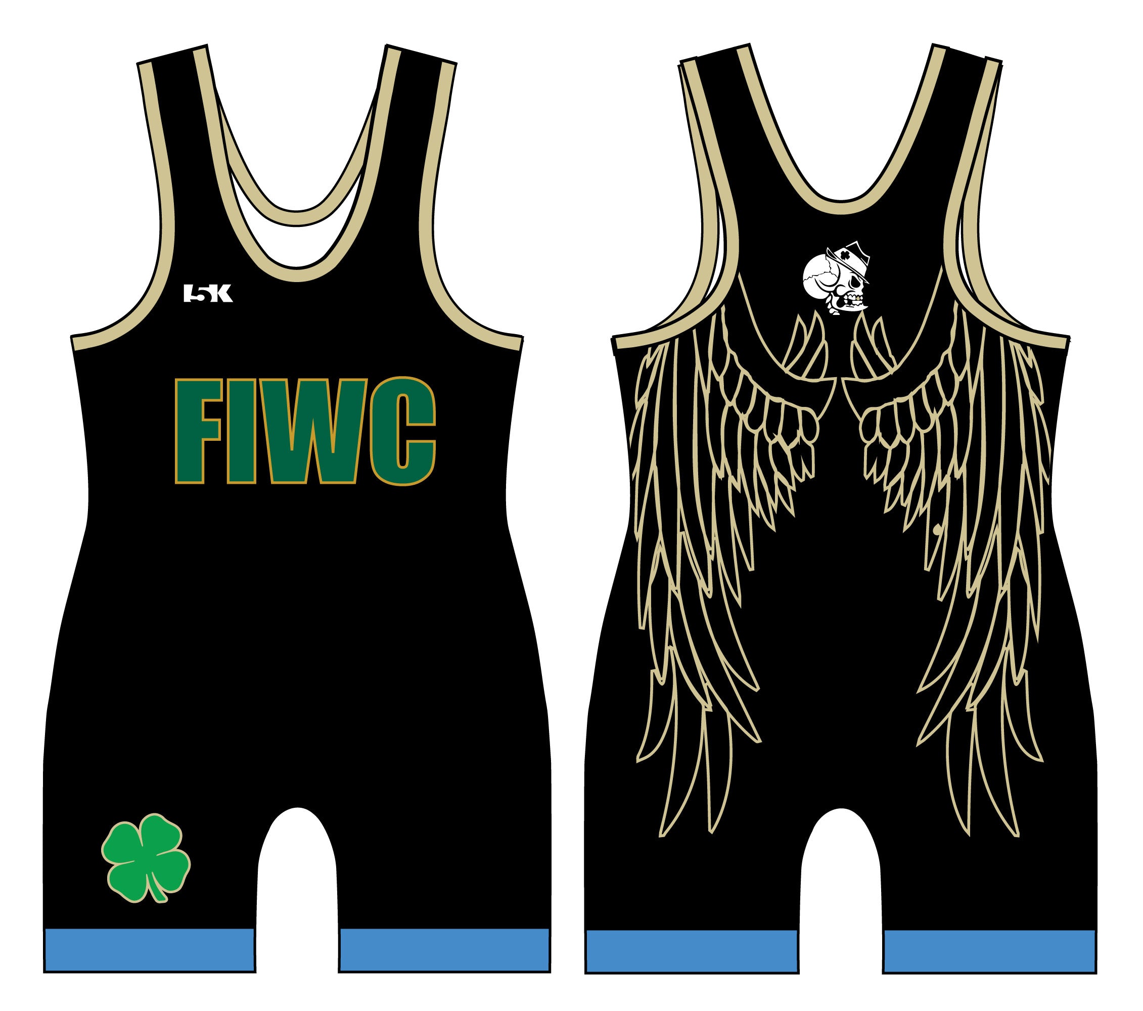 Fightin' Irish Wrestling Sublimated Men's/Women's Singlet (Angel Design - Black)
