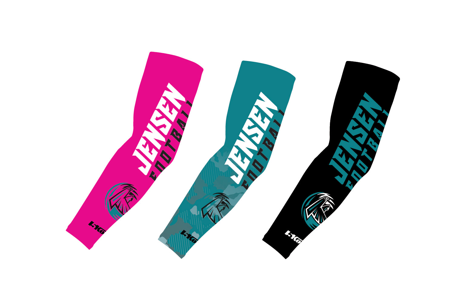 Jensen Beach Football Sublimated Compression Sleeve - Pink/Teal/Black