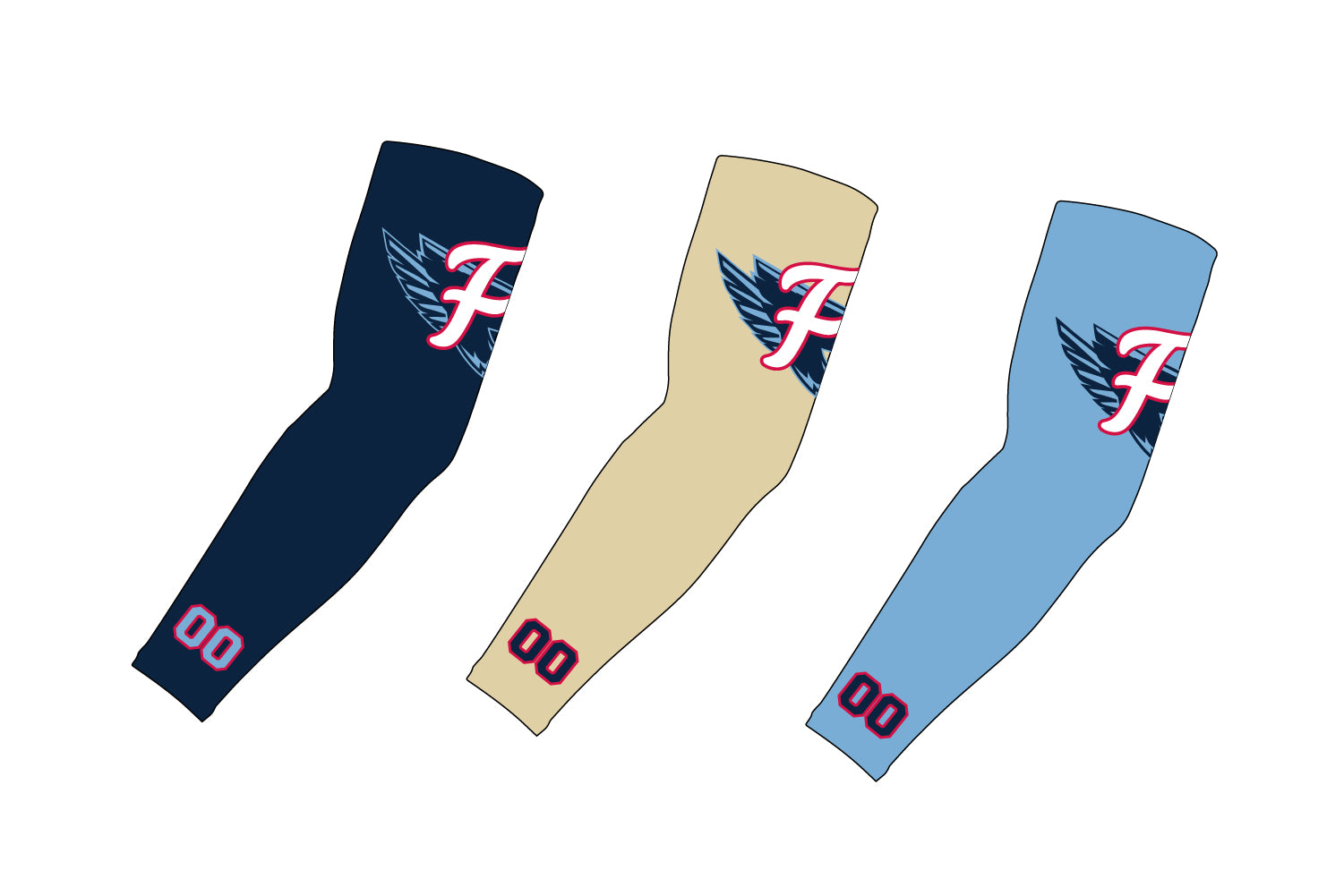 Falcons Baseball Sublimated Compression Sleeve - Navy / Sand / Carolina