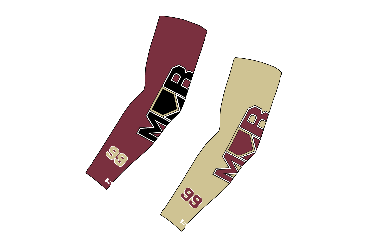 Masterful Mechanics Baseball Sublimated Compression Sleeve - Maroon / Vegas
