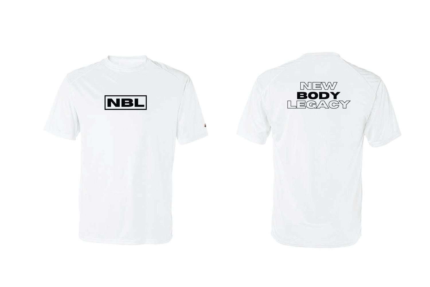 New Body Legacy Men's Badger Sport Shoulder Polyester Tee - White (Design 1)