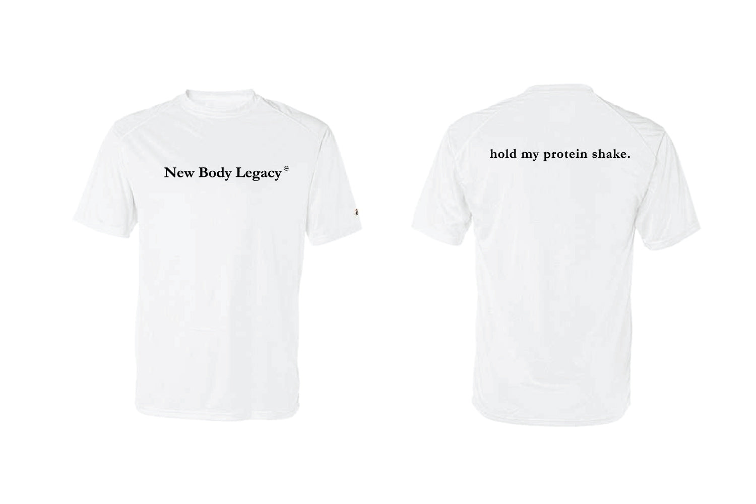 New Body Legacy Men's Badger Sport Shoulder Polyester Tee - White (Design 3)