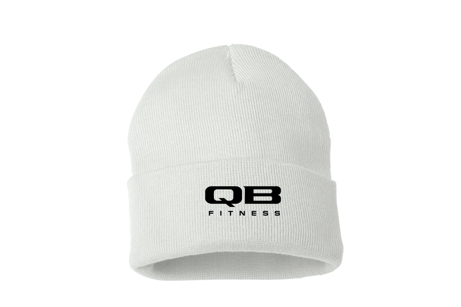 QB Fitness Beanie - White (Embroidered Logo)