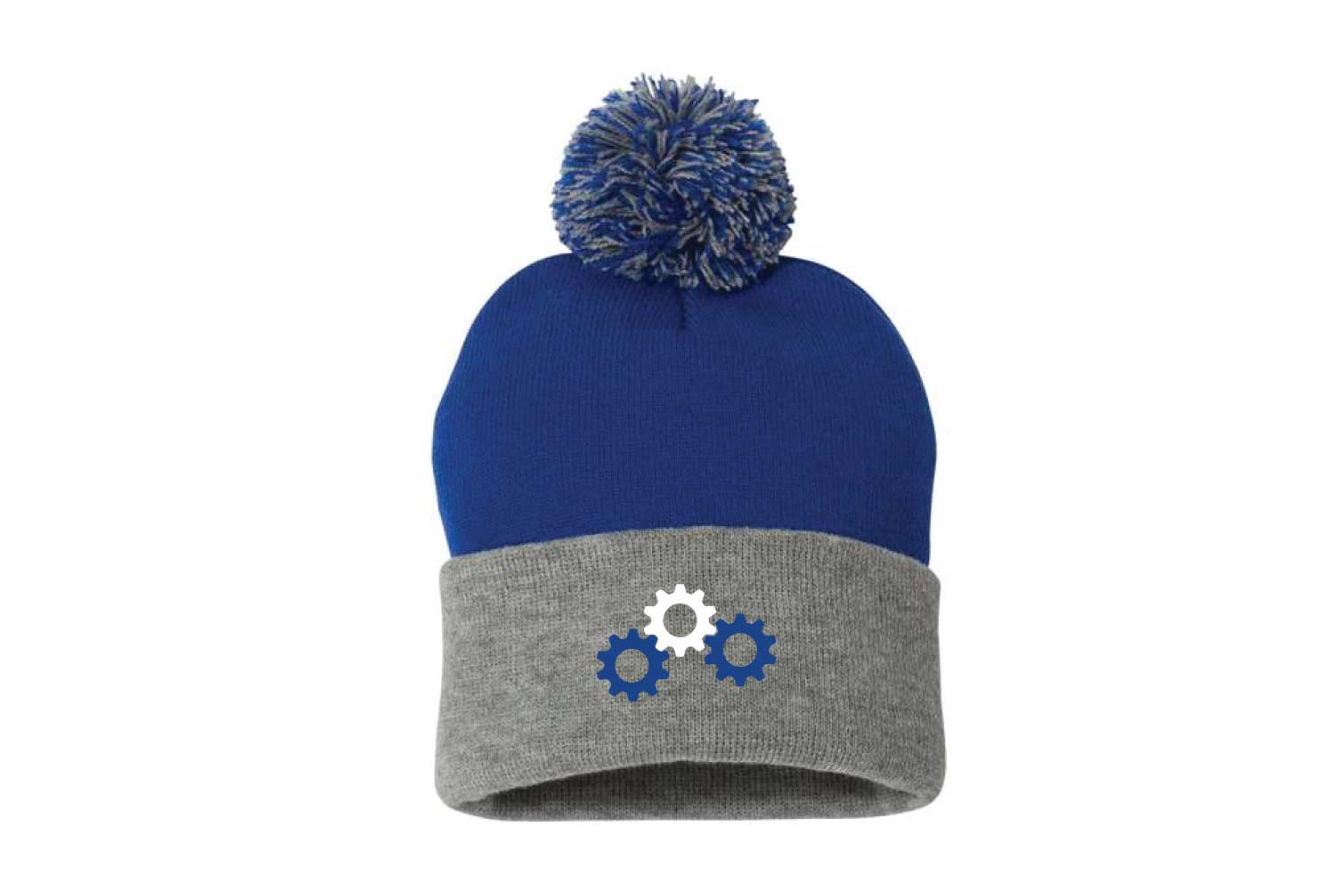 Glastonbury Robotics Pom Beanie - Royal / Grey