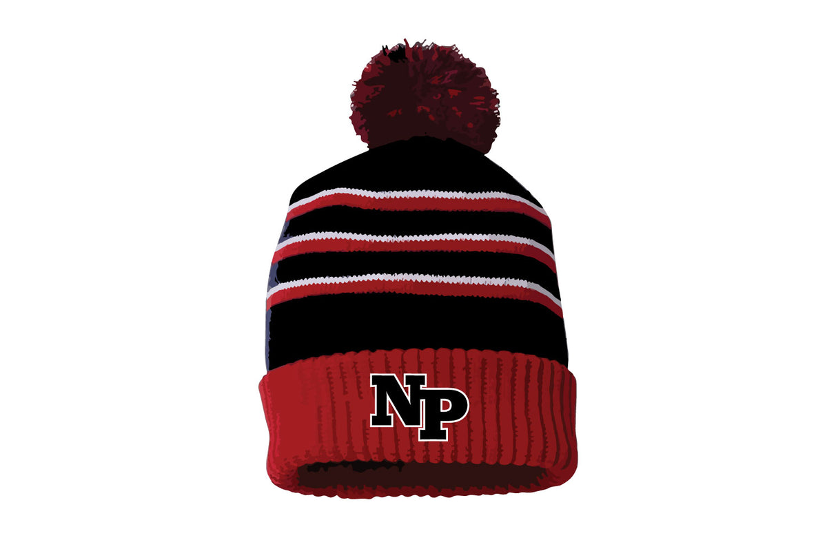 NP Raiders Baseball Pom Beanie - Black/Red