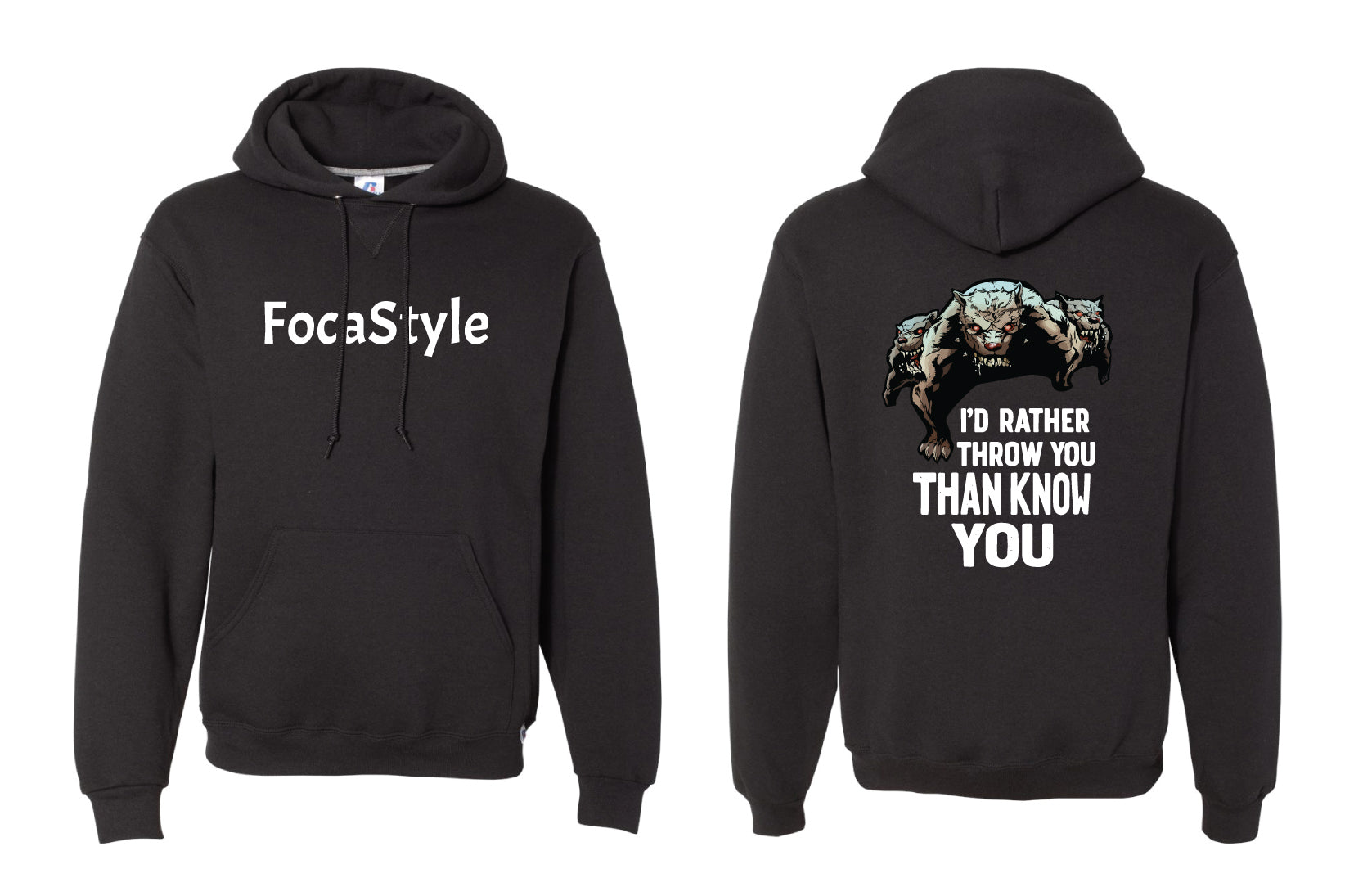 Red Nose Cotton Hoodie "I'd Rather"- Black