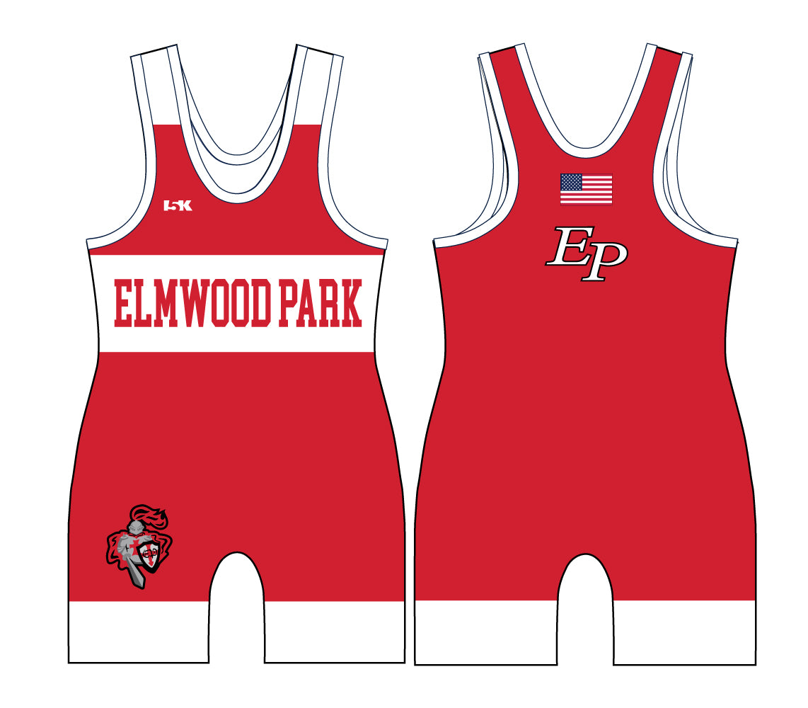 Elmwood Park HS Wrestling Sublimated Men's "Tournament" Singlet - Design 2