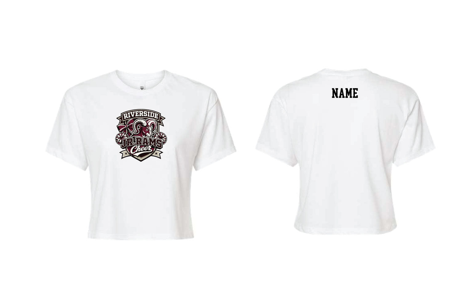 Riverside Rams Cheer Women's Cotton Crop Tee - White