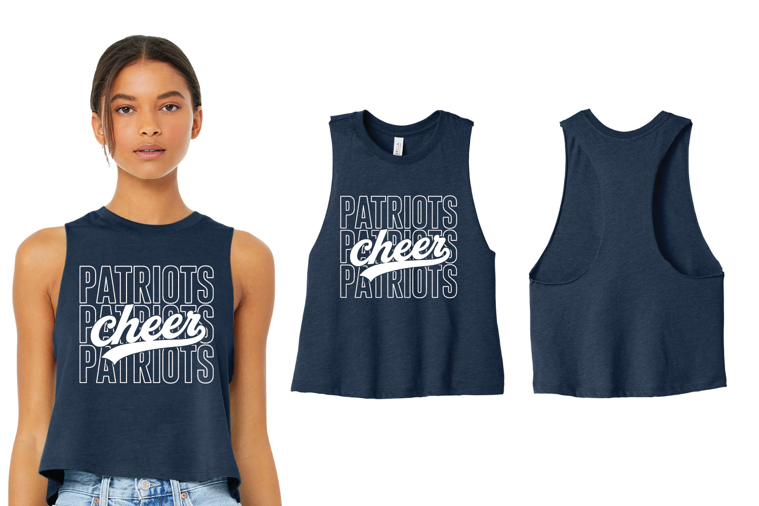 Warwick Pal Cheer Women’s Racerback Cropped Tank Vintage Design Tee - Navy