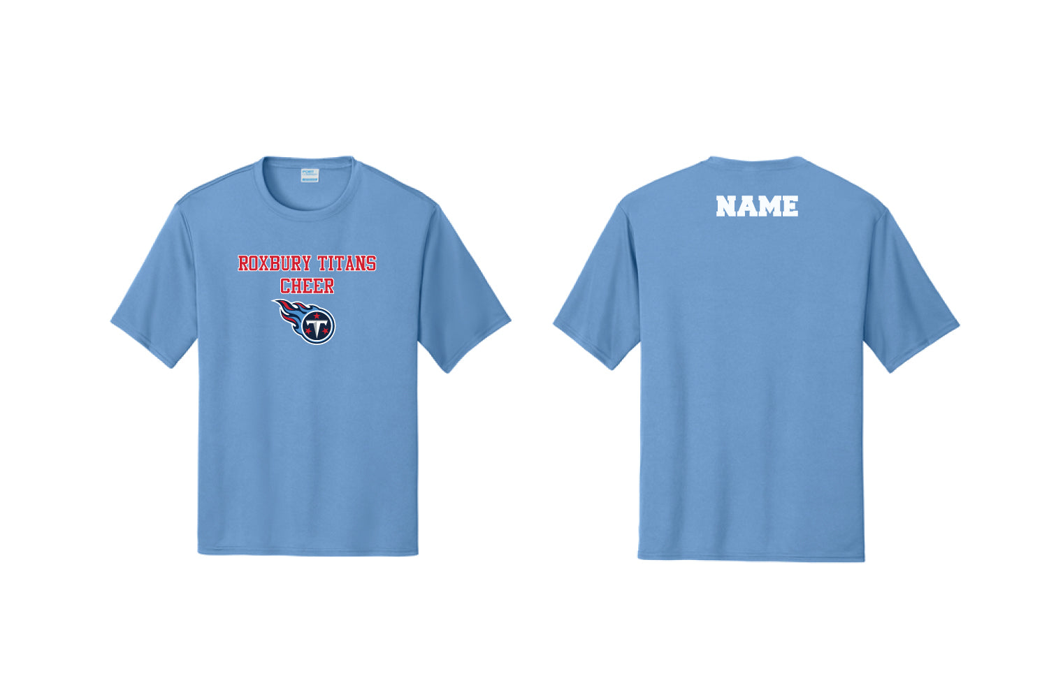 Roxbury Titans Cheer Dryfit Performance Tee - Carolina Blue