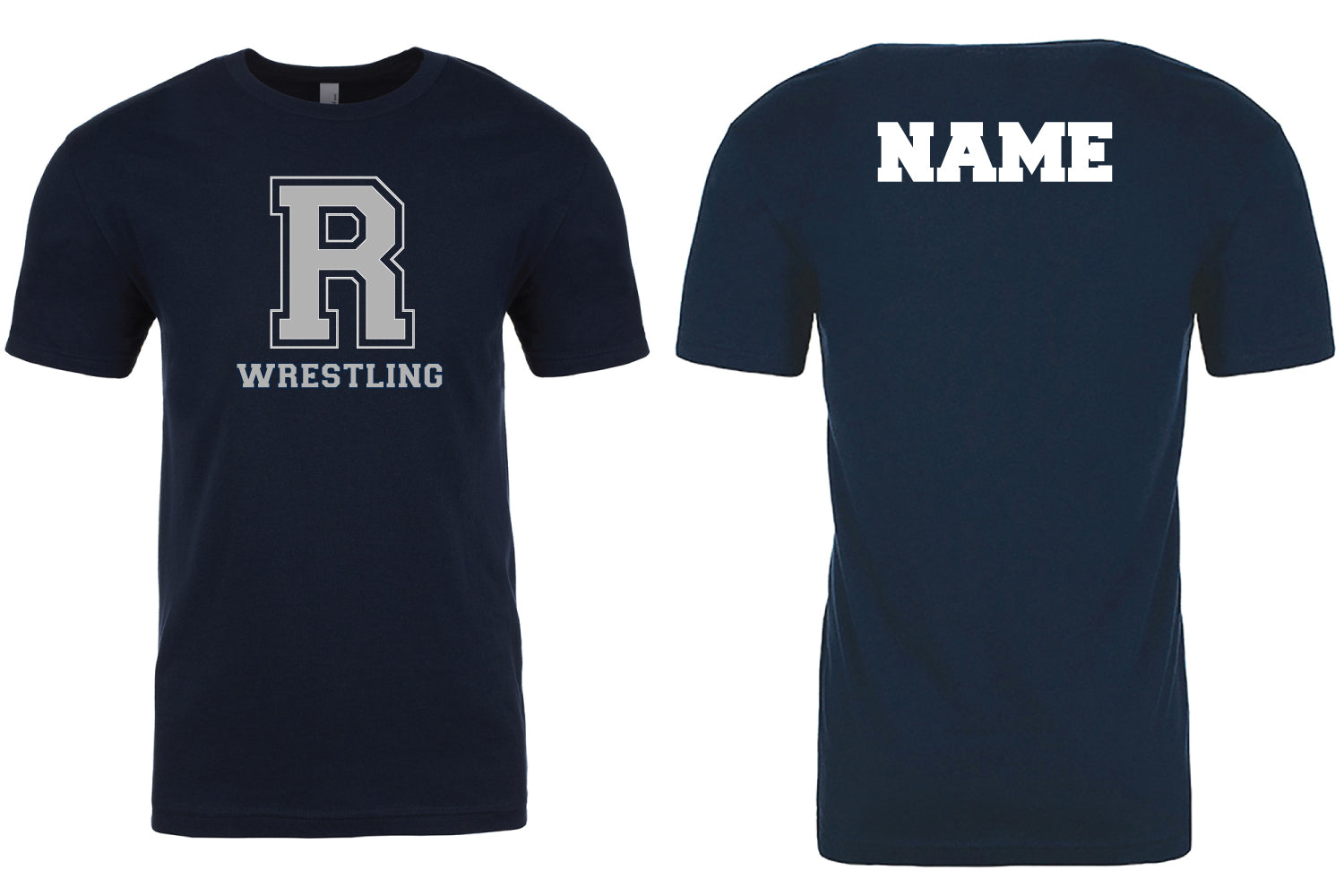 Rutherford Wrestling Cotton Crew Tee - "R" Logo - Navy