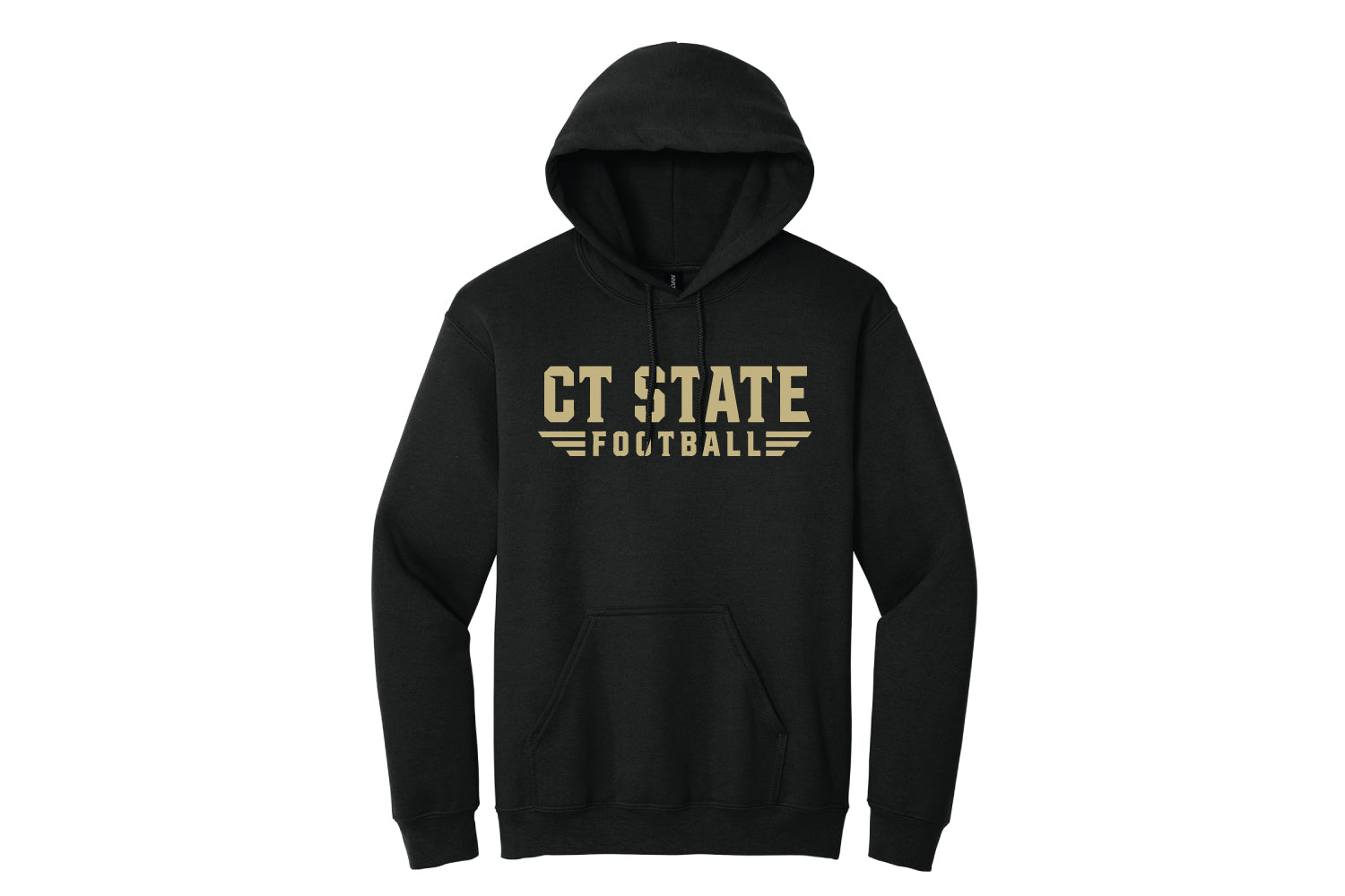 CT State Football Cotton Hoodie - Black