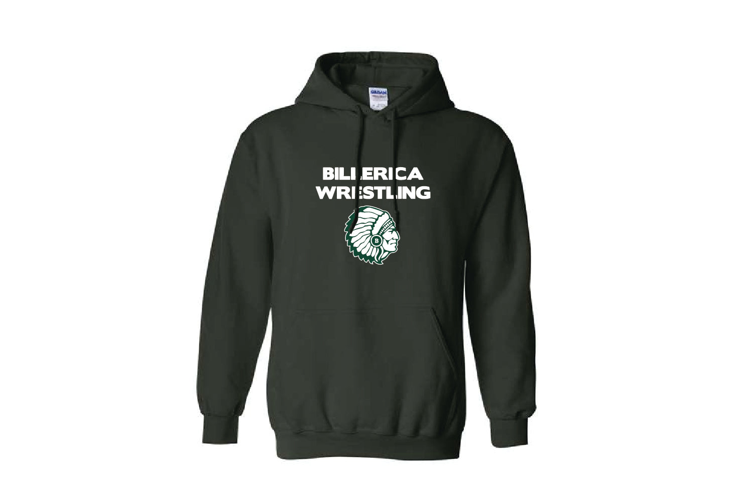 Billerica Wrestling Cotton Hoodie - Forest Green