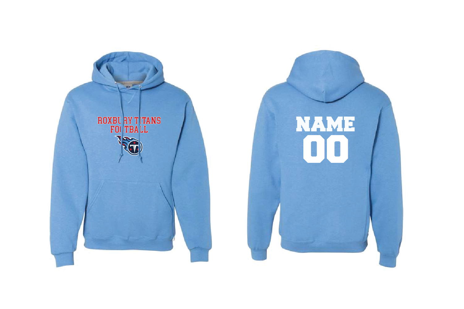 Roxbury Titans Football Cotton Hoodie - Carolina Blue