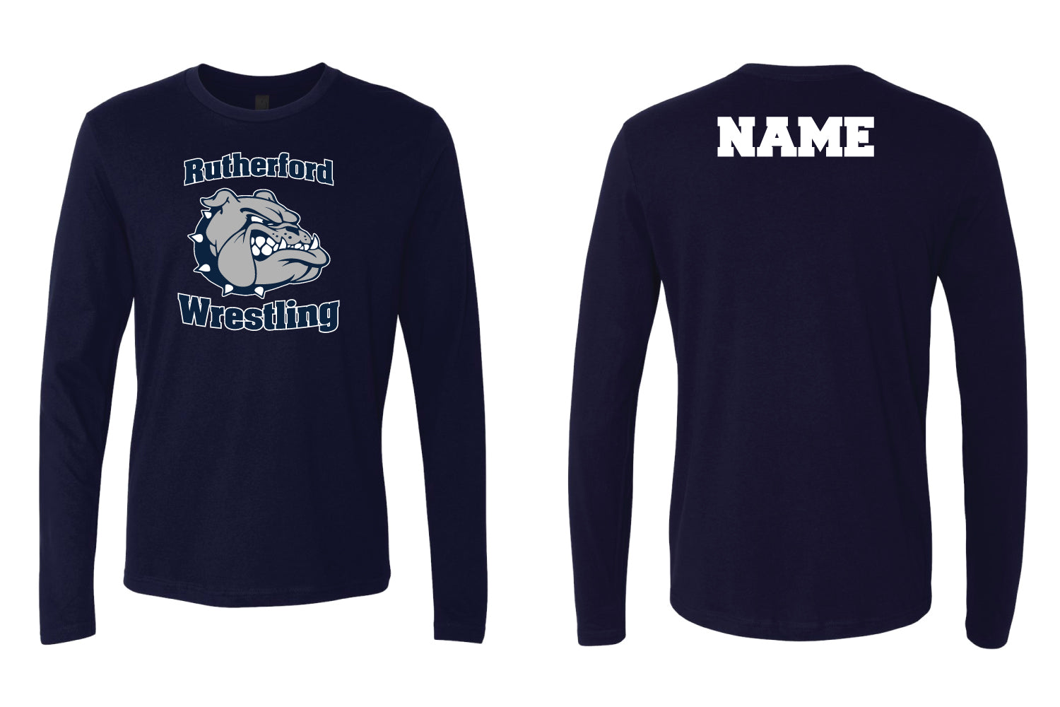 Rutherford Wrestling Cotton Crew Long Sleeve Tee - Navy
