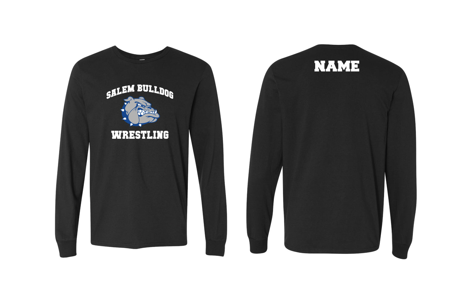 Salem Bulldogs Wrestling Cotton Long Sleeve Shirt - Black