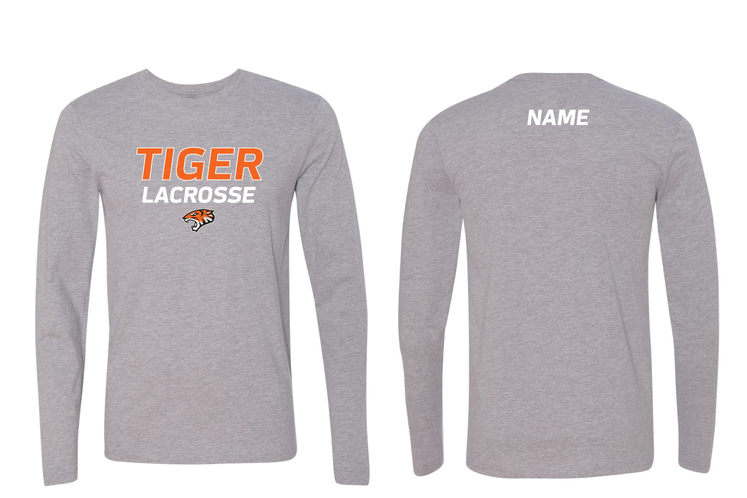 Tiger Lacrosse Cotton Long Sleeve Shirt - Grey