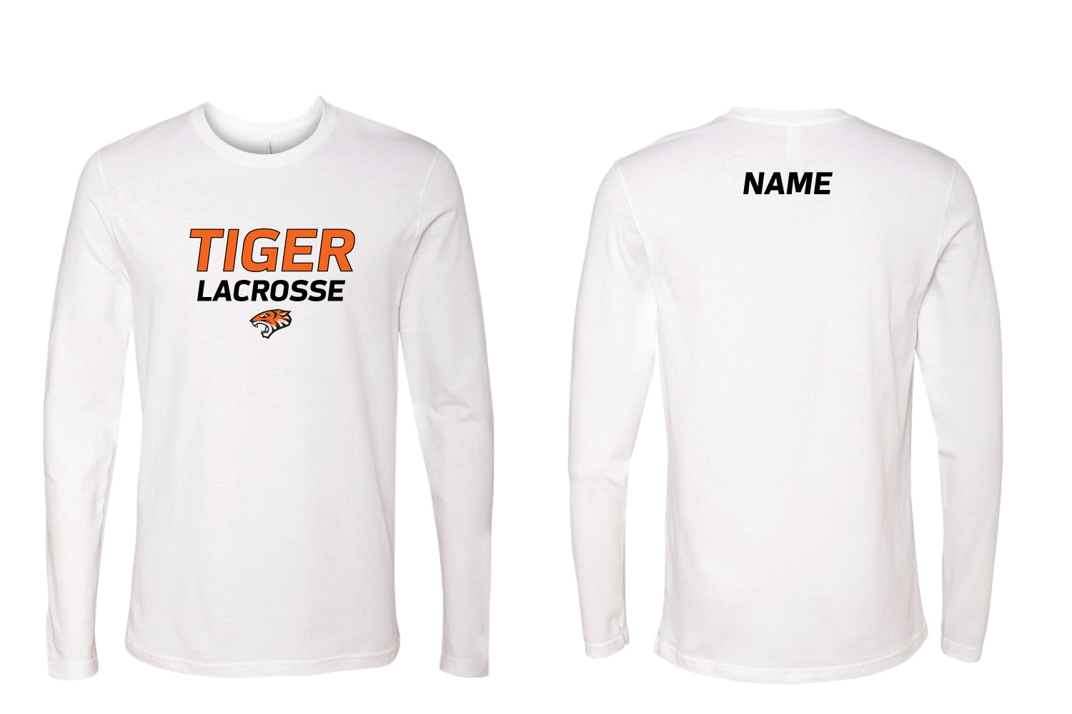 Tiger Lacrosse Cotton Long Sleeve Shirt - White