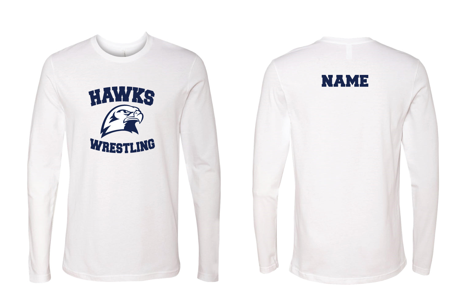 Plainview Hawks Wrestling Cotton Long Sleeve Shirt - White