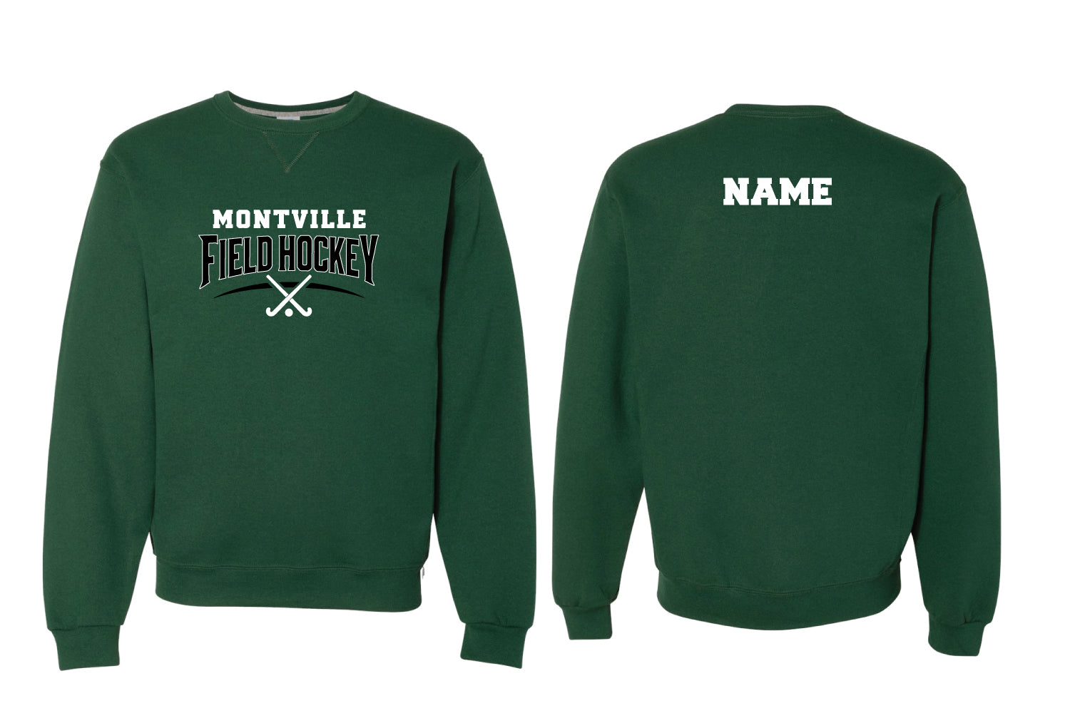 Montville Field Hockey Cotton Crewneck Sweatshirt - Green