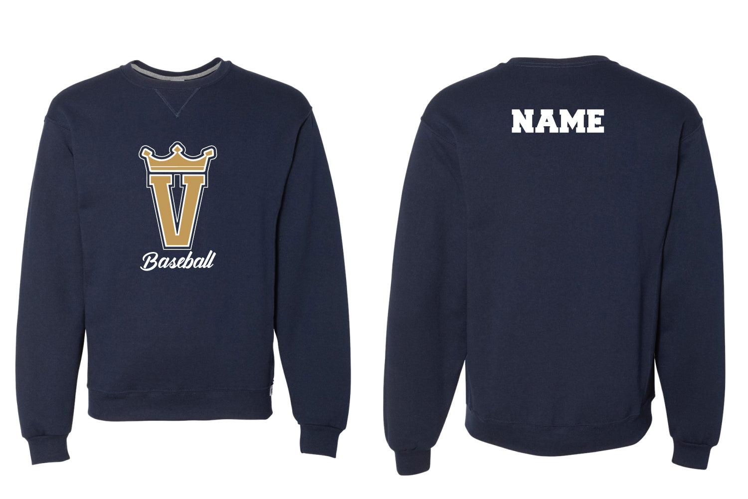 Valley Kings Baseball Cotton Crewneck Sweatshirt - Navy
