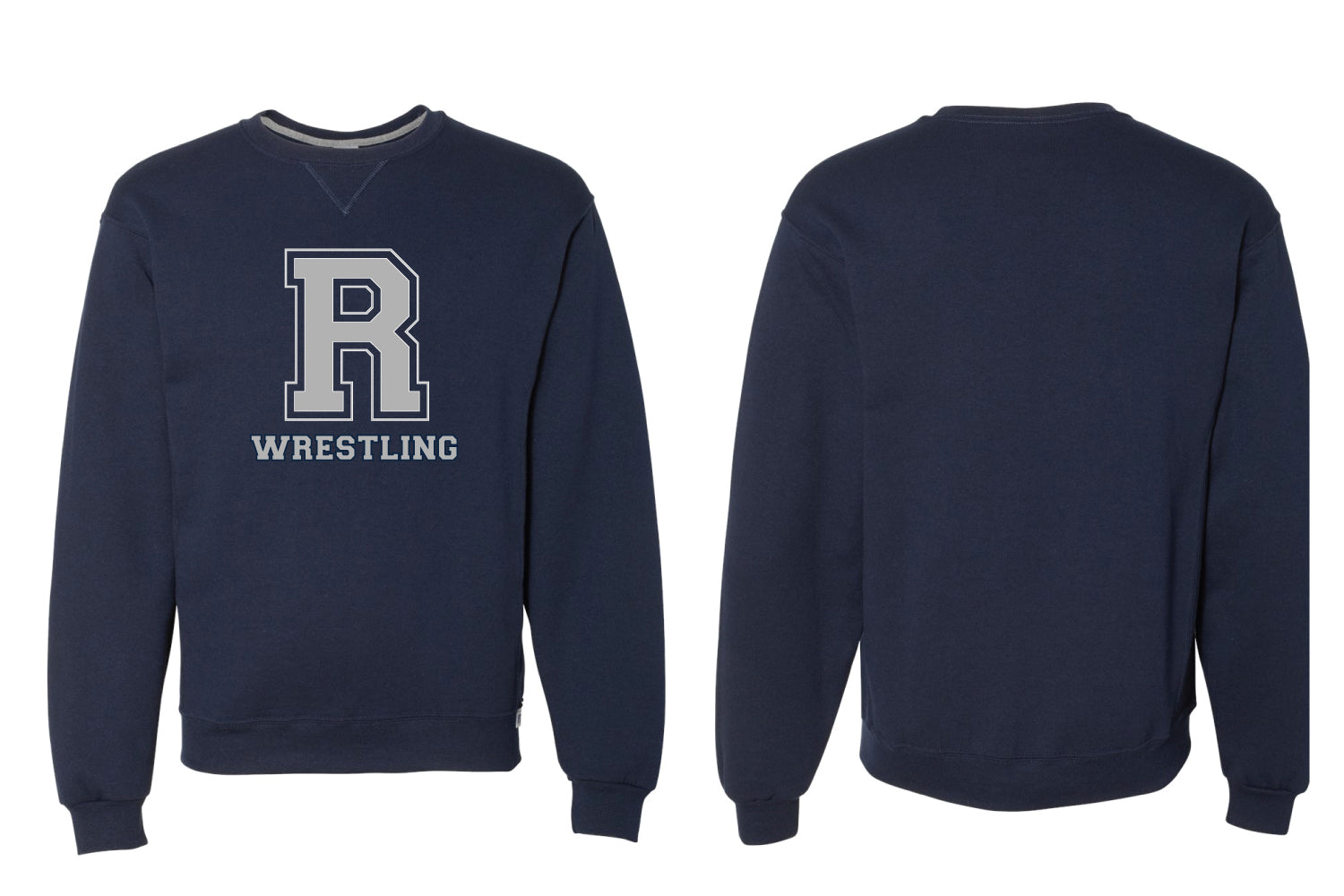 Rutherford Wrestling Cotton Crewneck Sweatshirt - "R" Logo - Navy