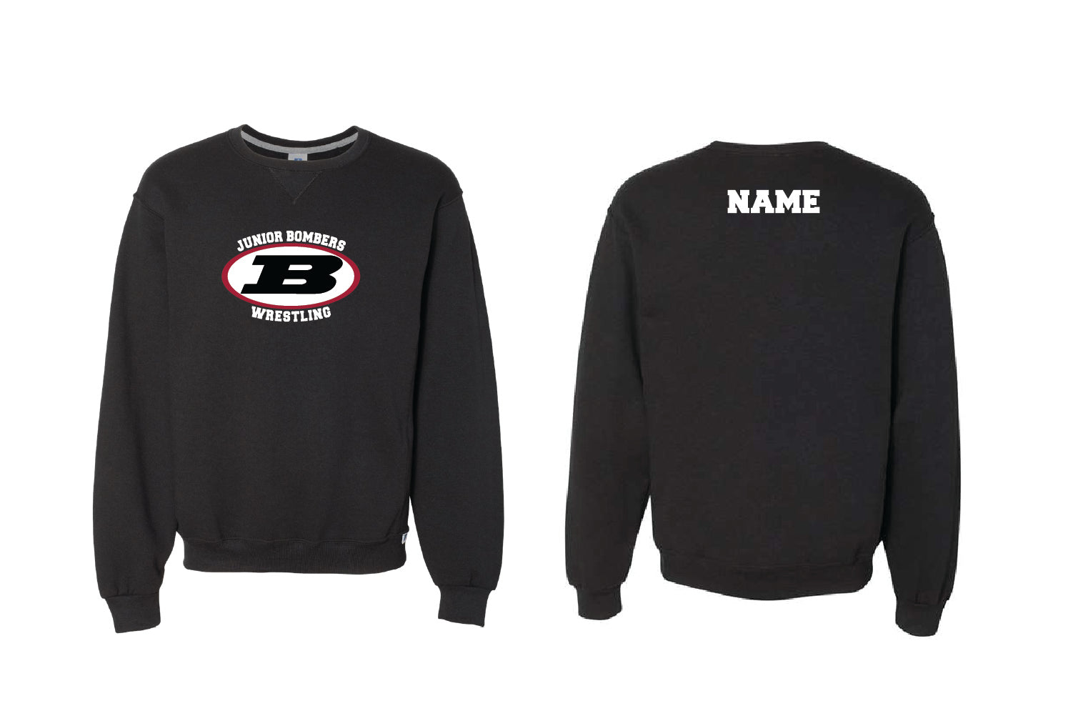 Boonton Bombers Wrestling Cotton Crewneck Sweatshirt - Black