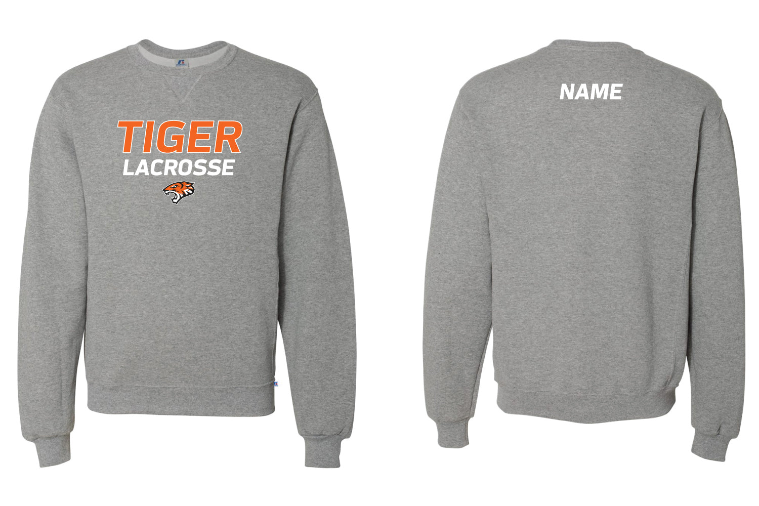Tiger Lacrosse Cotton Crewneck Sweatshirt - Grey