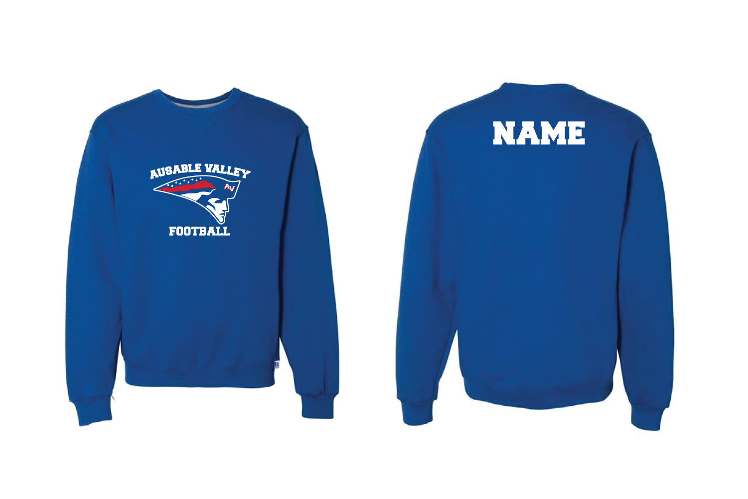 AuSable Patriots Football Cotton Crewneck Sweatshirt - Royal