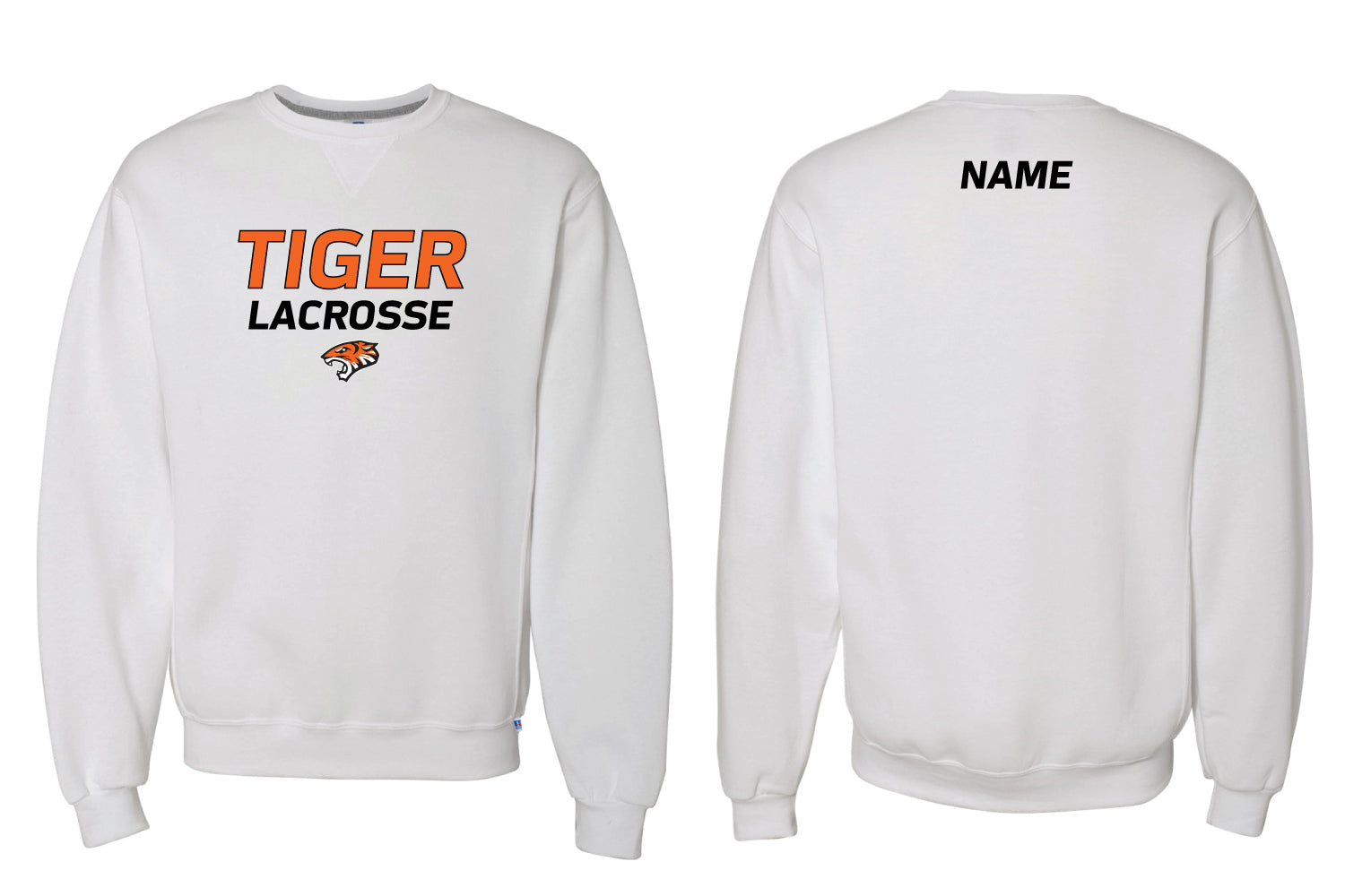 Tiger Lacrosse Cotton Crewneck Sweatshirt - White