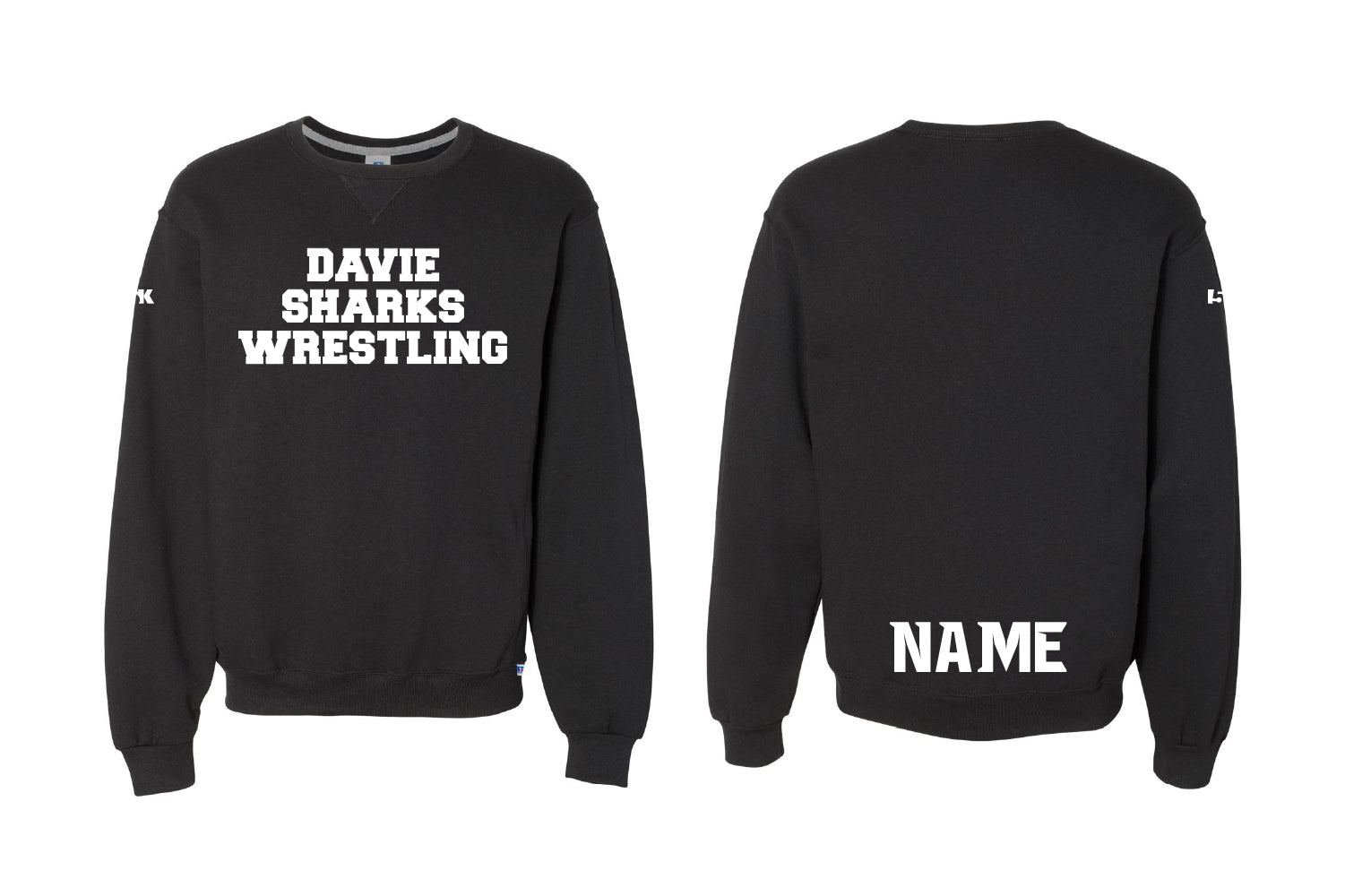 Davie Sharks Wrestling Cotton Crewneck Sweatshirt - Black