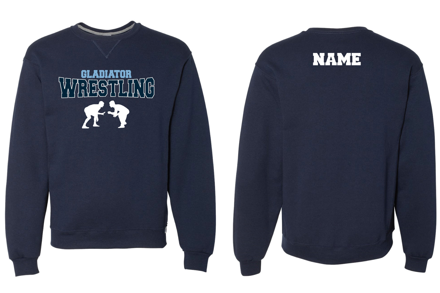 Bristol Gladiators Wrestling Cotton Crewneck Sweatshirt - Navy