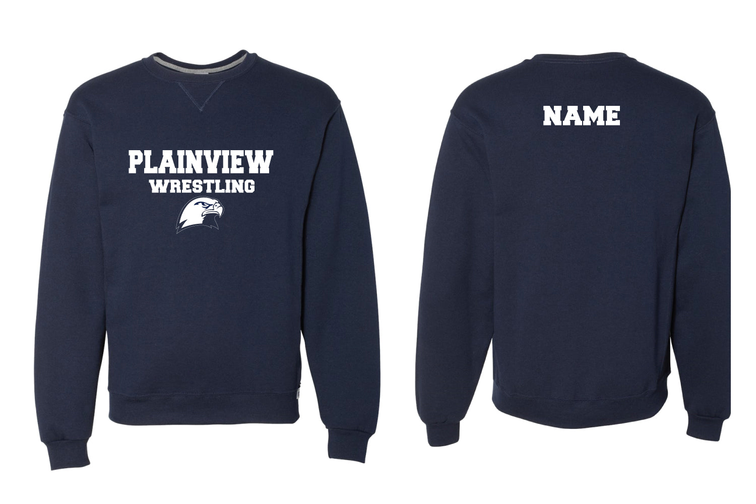 Plainview Hawks Wrestling Cotton Crewneck Sweatshirt - Navy