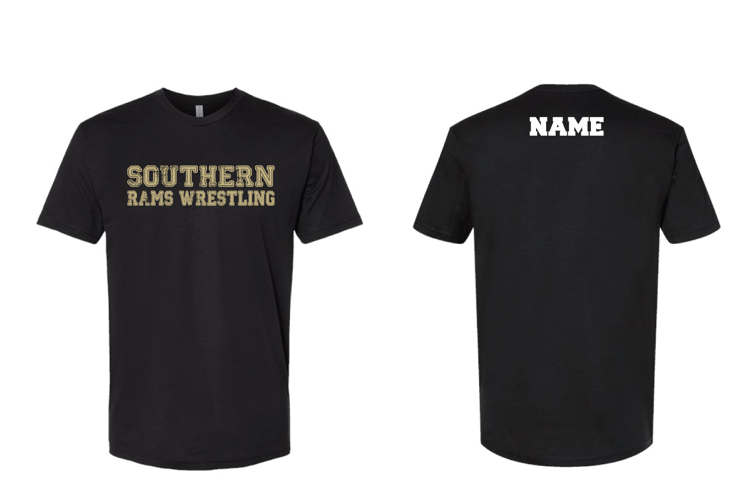 Southern Rams Wrestling Cotton Crew Tee Fade Design - Black