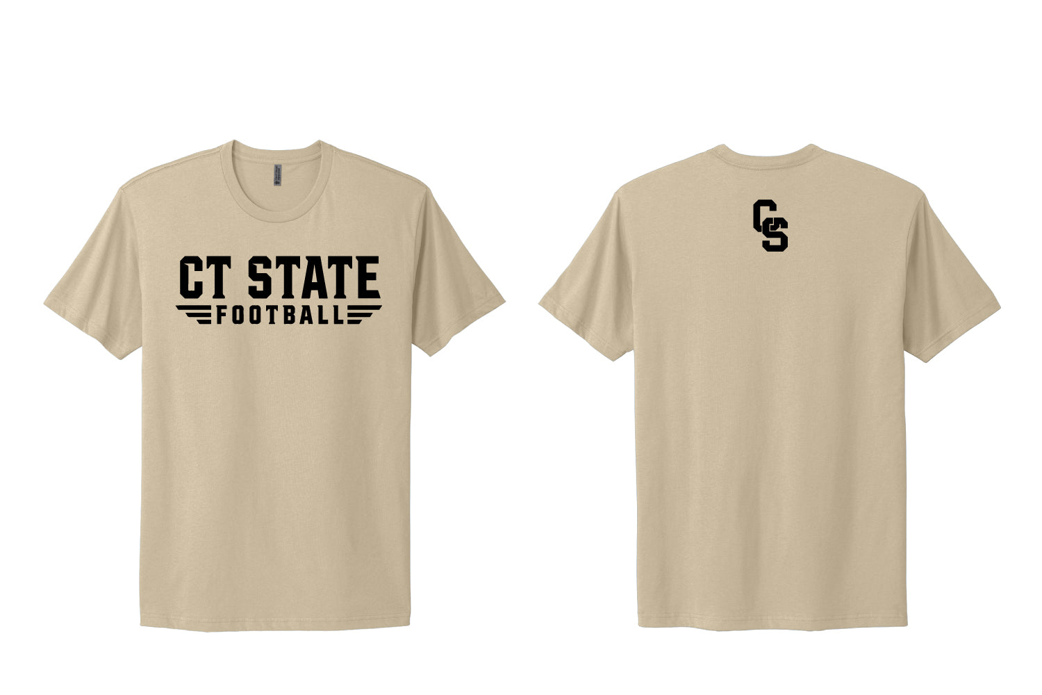 CT State Football Cotton Crew Tee - Cream