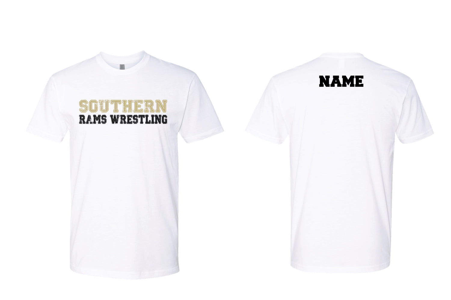 Southern Rams Wrestling Cotton Crew Tee Fade Design - White