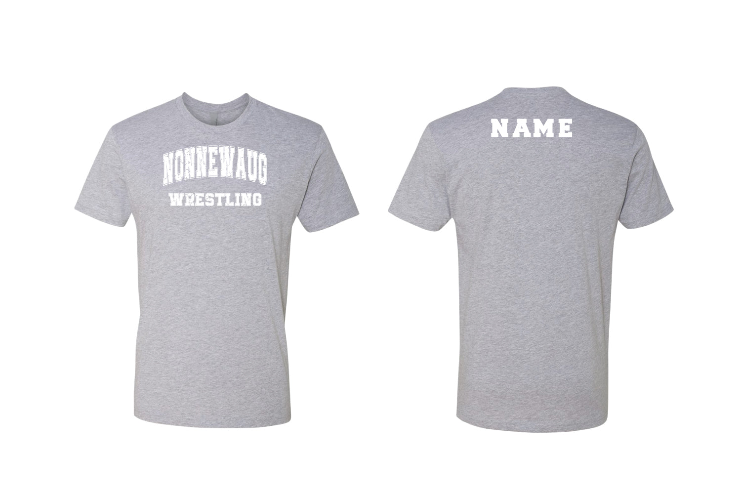 Nonnewaug Wrestling Cotton Crew Tee - Grey (Design 1)