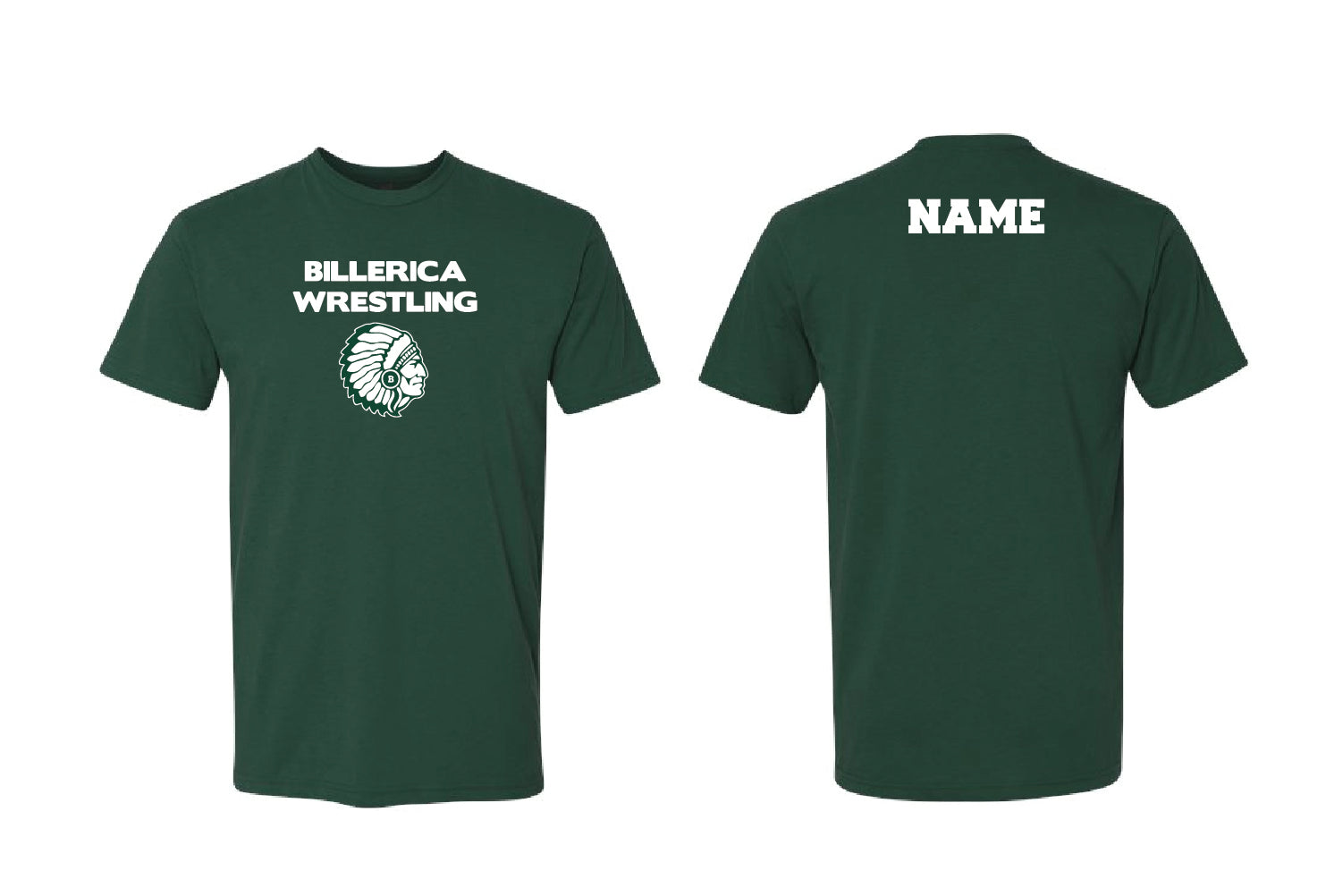 Billerica Wrestling Cotton Crew Tee - Forest Green