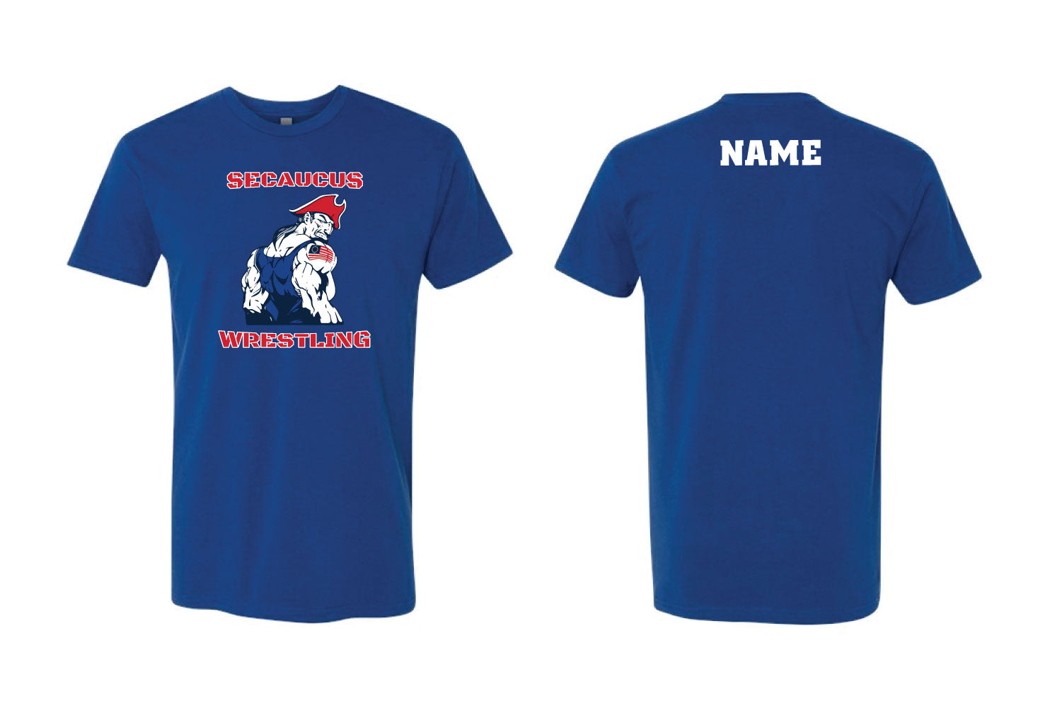 Secaucus Rec Wrestling Cotton Crew Tee - Royal (Design 2)