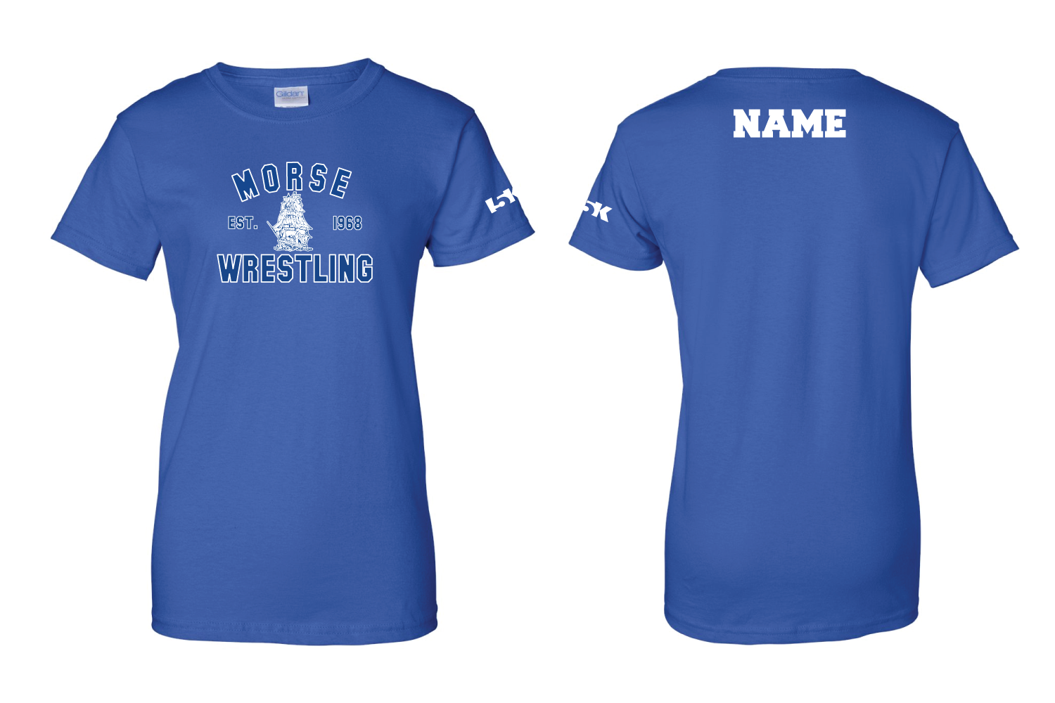 Morse Wrestling Cotton Women's Crew Neck Tee - Royal