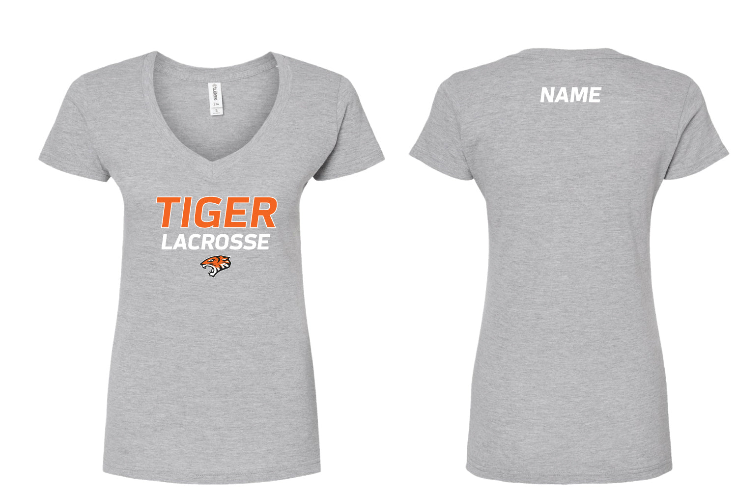Tiger Lacrosse Women's Cotton V-Neck Tee - Grey