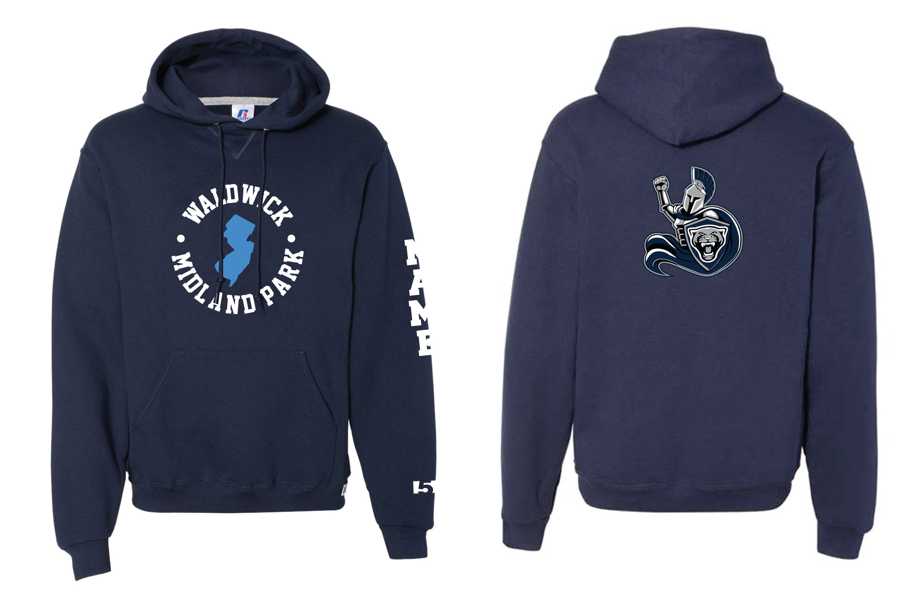 Waldwick / Midland Park Wrestling Cotton Hoodie - Navy