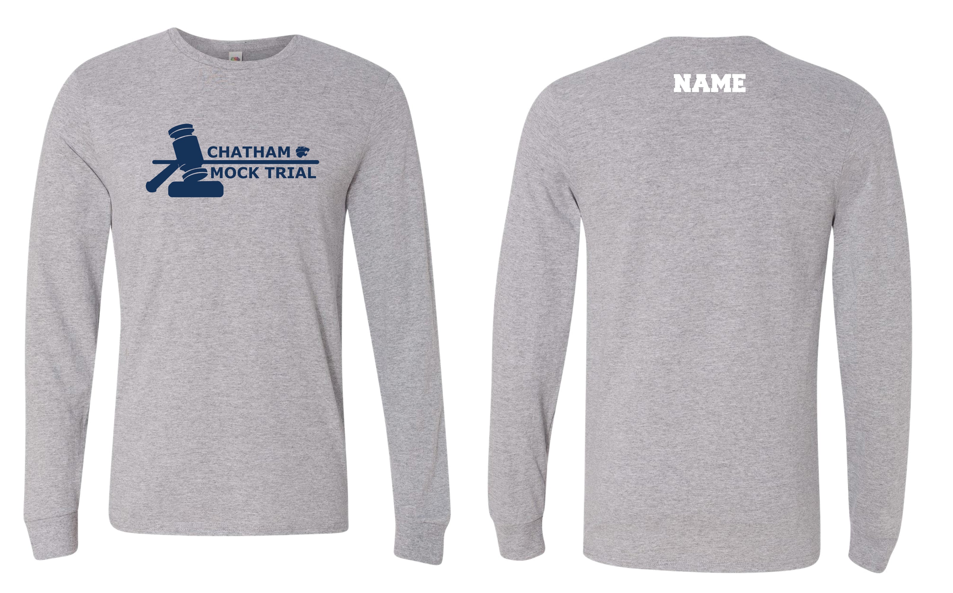 Chatham Mock Trial Cotton Crew Long Sleeve Tee - Gray