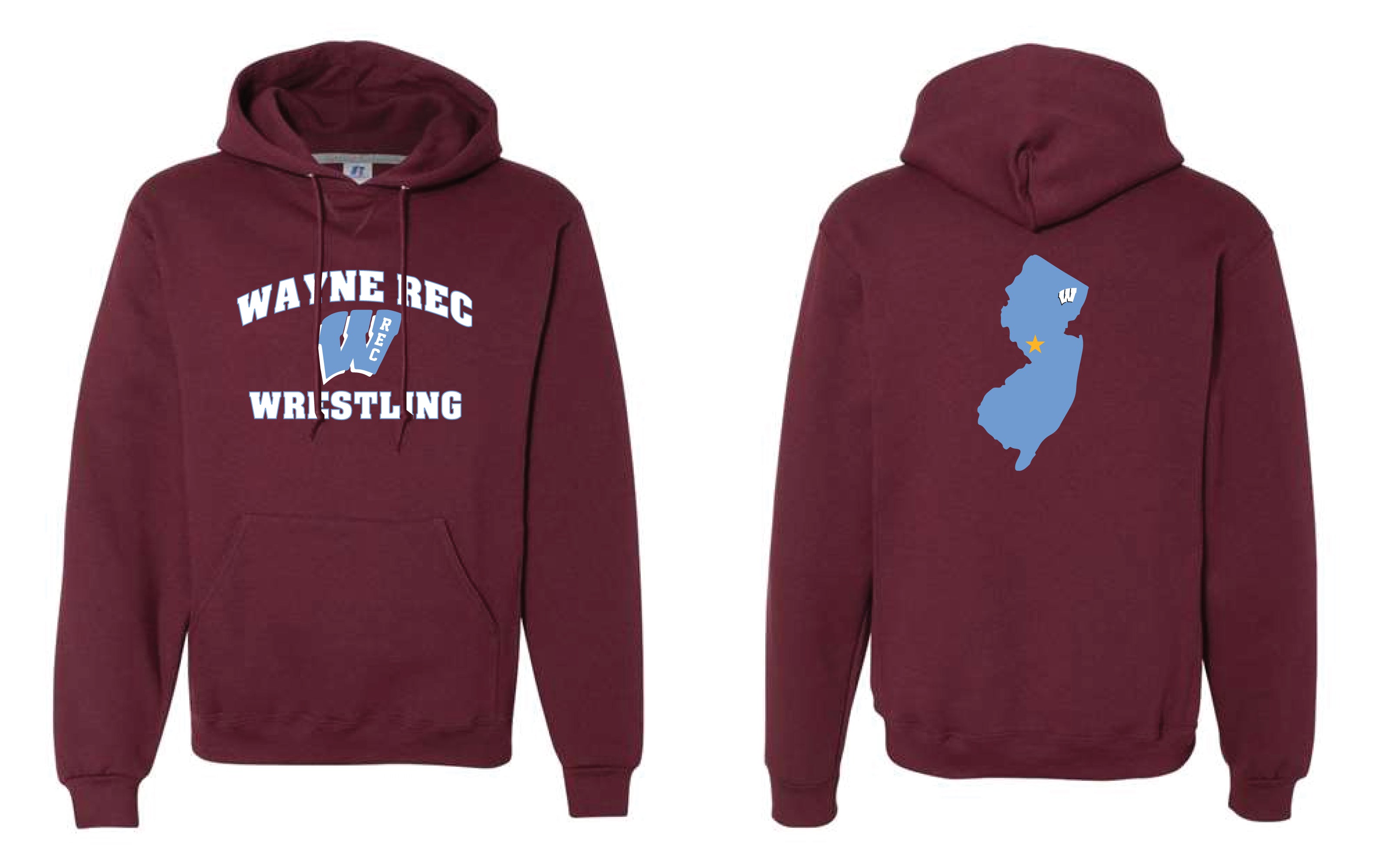 Wayne Rec Wrestling "State Team"  Cotton Hoodie - Maroon