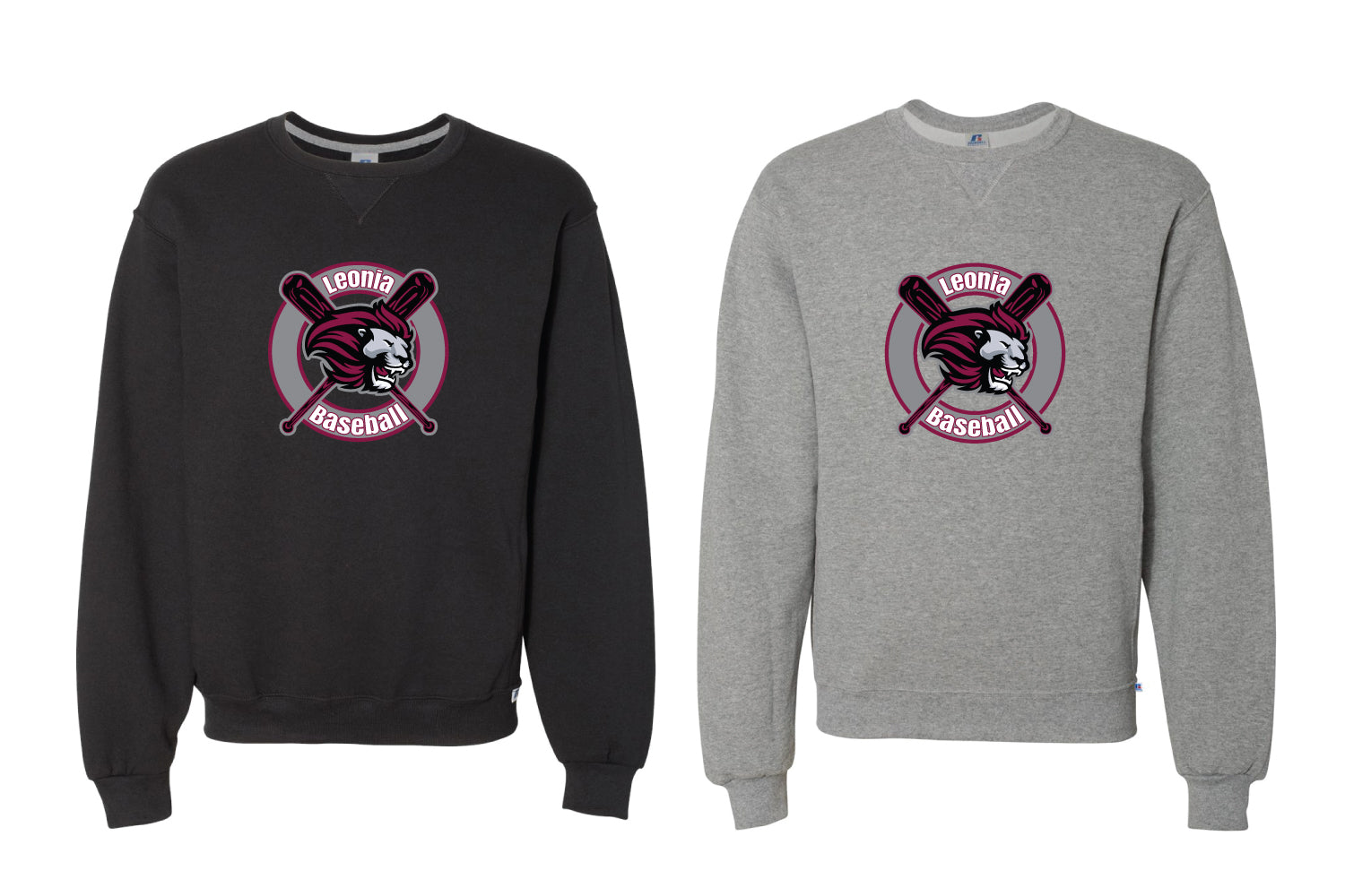 Leonia Baseball Cotton Crewneck Sweatshirt - Black/Gray